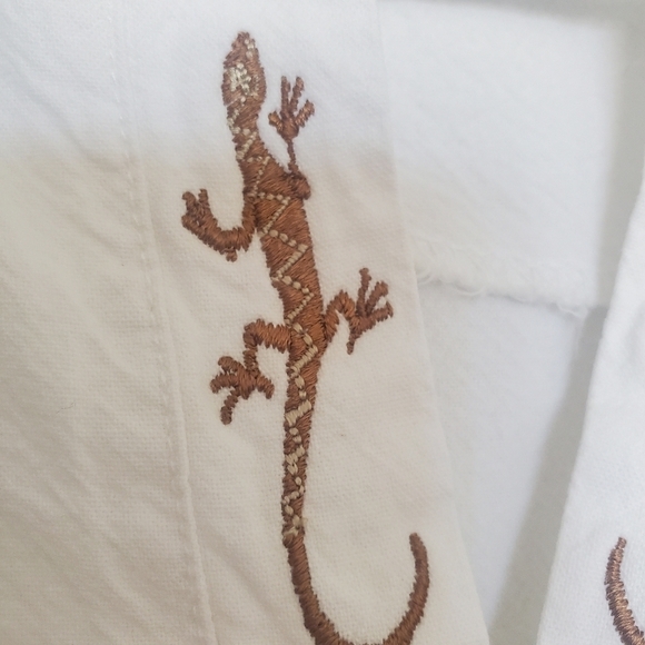 CORINTO MENS SHIRT PULLOVER SPLIT-NECK EMBROIDERED GECKO WHITE ( S ) - Picture 5 of 9